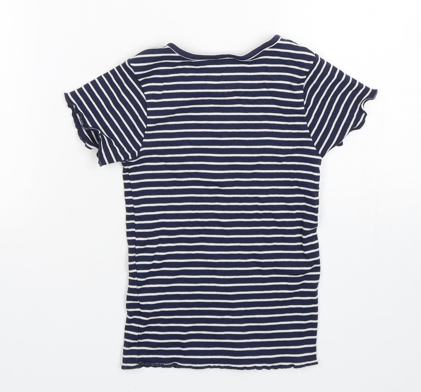 TU Girls Multicoloured Striped Cotton Basic T-Shirt Size 6 Years Round Neck Pullover