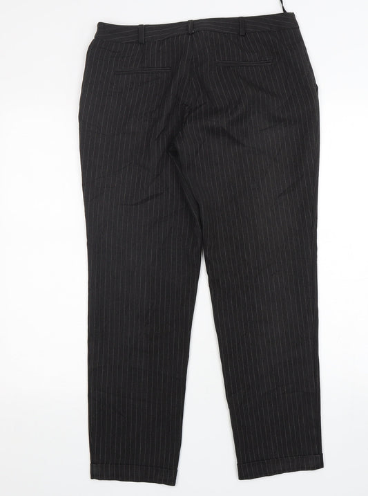 Dorothy Perkins Womens Grey Striped Polyester Trousers  Size 10 L29 in Regular Zip