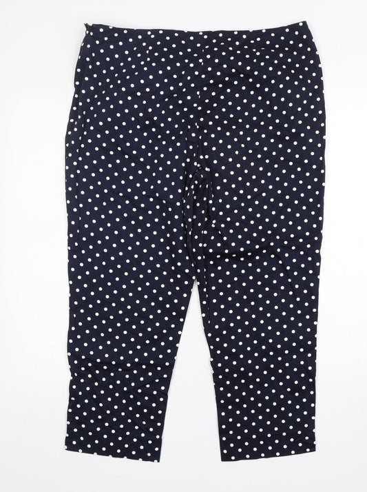 Artigiano Womens Blue Polka Dot Cotton Cropped Trousers Size 36 in L24 in Regular Zip