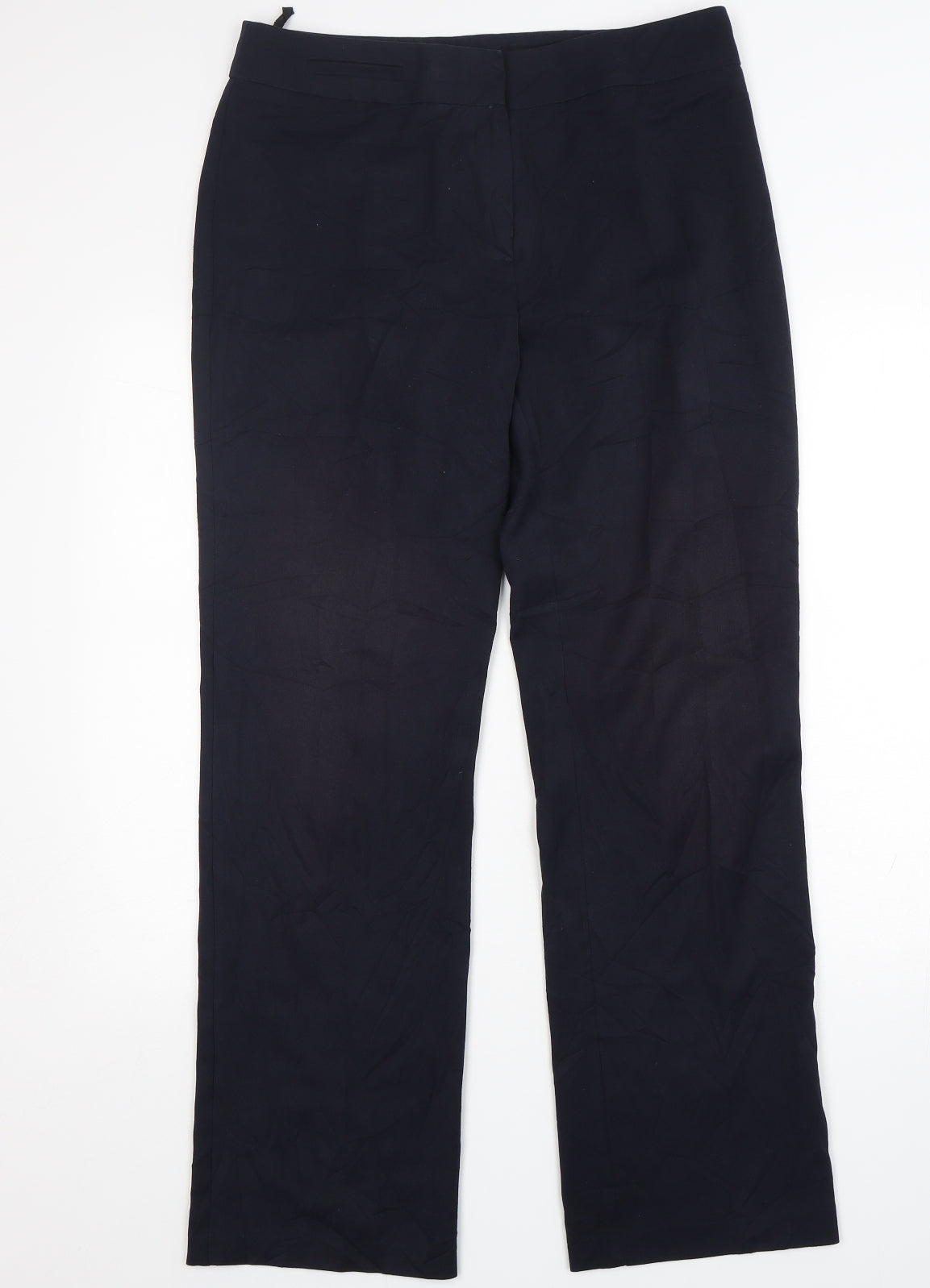 Marks and Spencer Womens Blue  Polyester Trousers  Size 12 L31 in Regular Zip