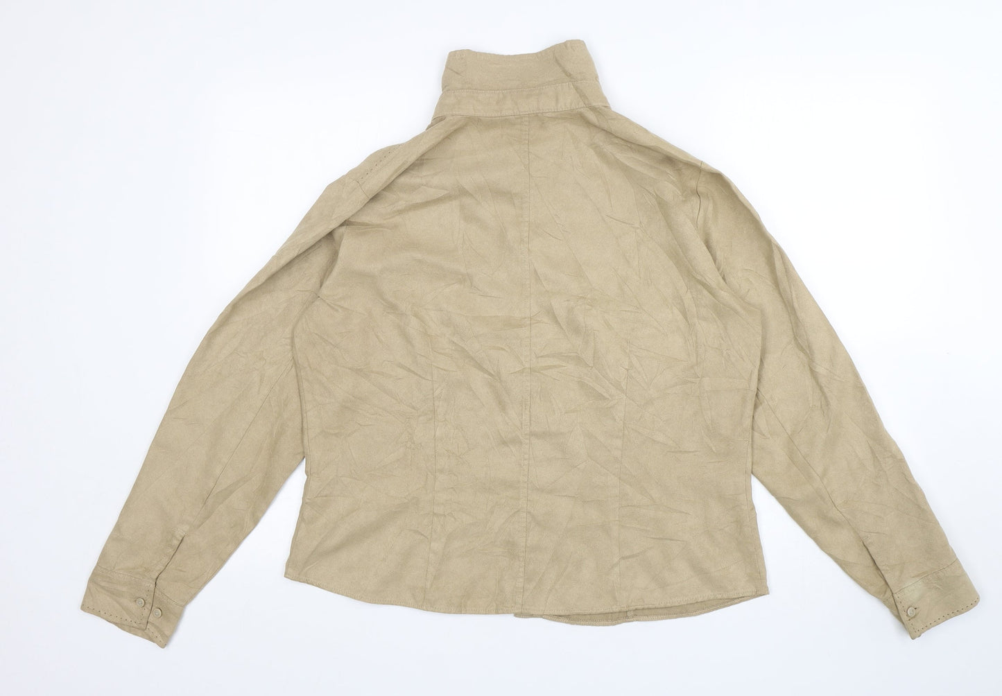 Marks and Spencer Womens Beige  Polyester Basic Button-Up Size 18 Collared