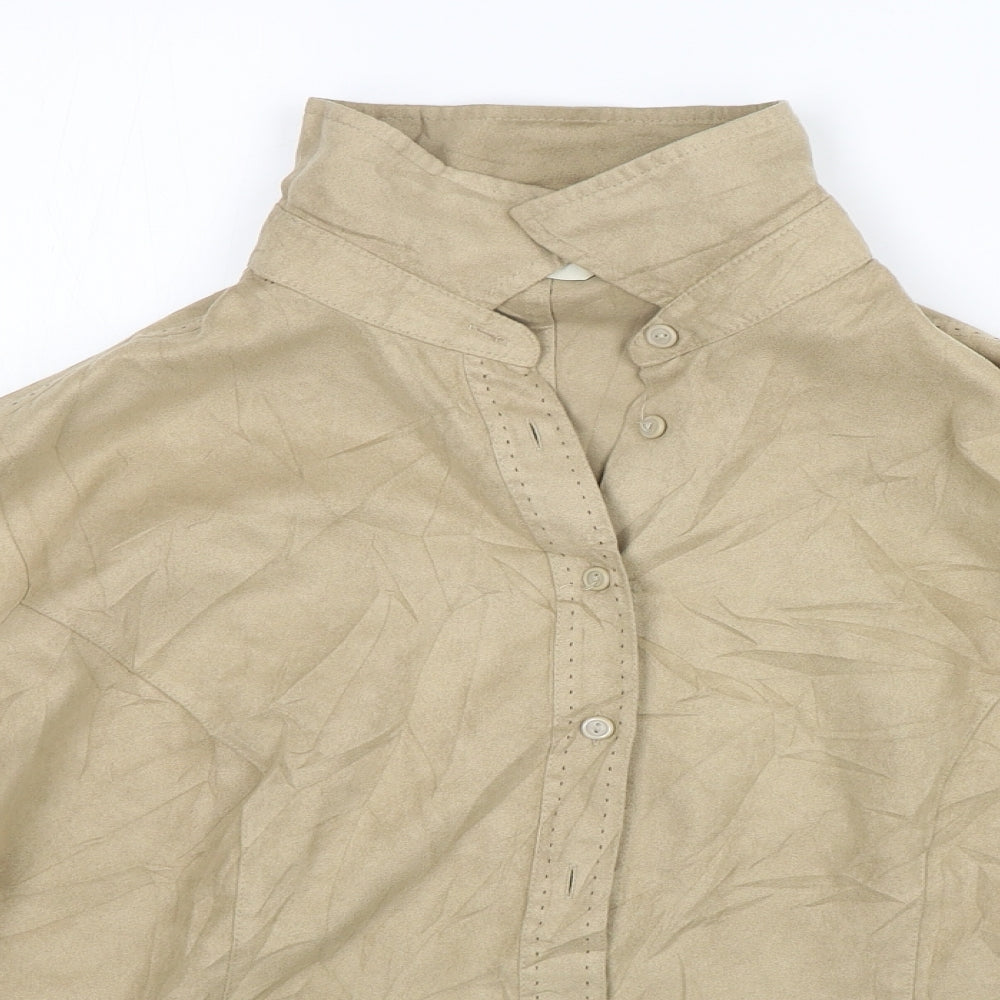 Marks and Spencer Womens Beige  Polyester Basic Button-Up Size 18 Collared