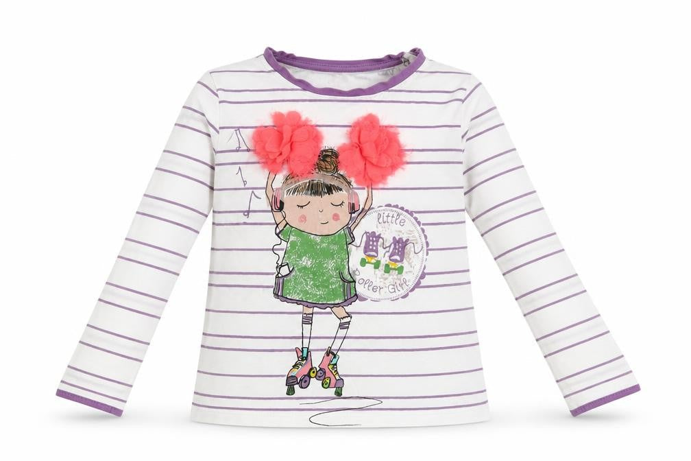 Marks and Spencer Girls White Striped Cotton Basic Casual Size 5-6 Years Crew Neck Pullover - little roller girl
