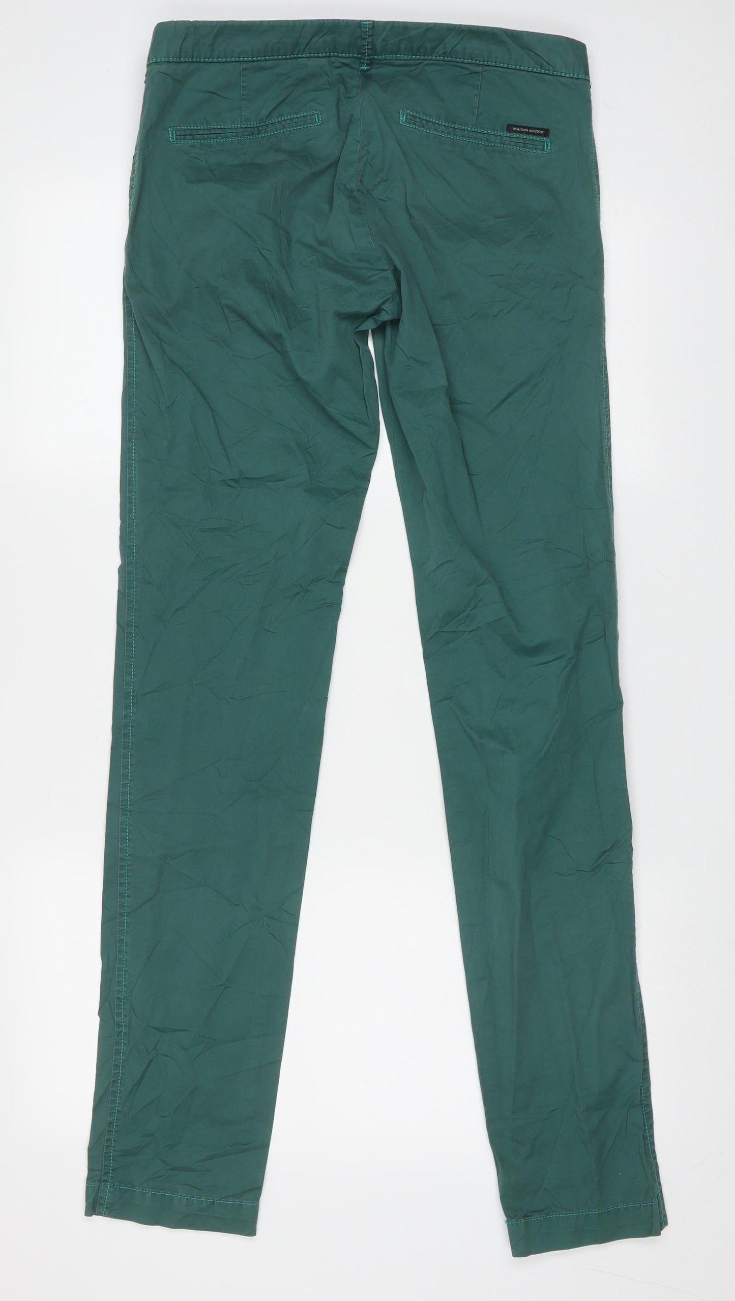 Maison Scotch Mens Green  Cotton Trousers  Size 27 L34 in Slim Button