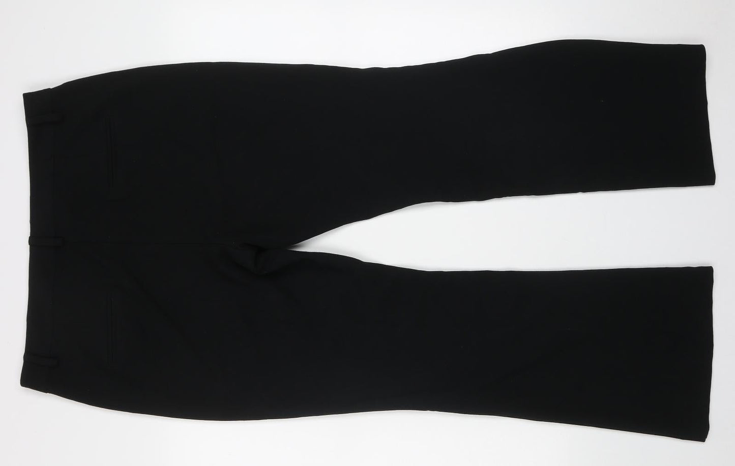 Marks and Spencer Womens Black  Polyester Trousers  Size 14 L28 in Regular Button