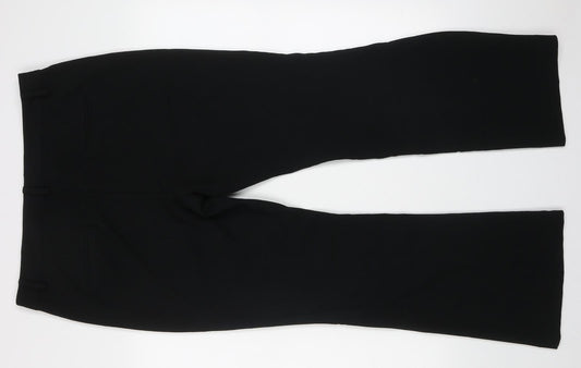 Marks and Spencer Womens Black  Polyester Trousers  Size 14 L28 in Regular Button