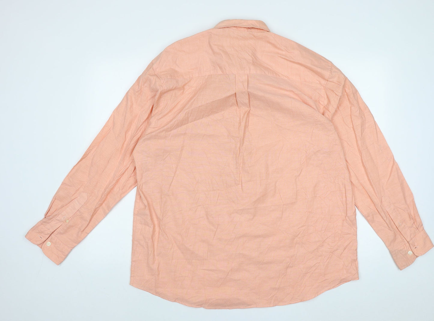 Cardelli Mens Orange  Polyester  Button-Up Size XL Collared Button