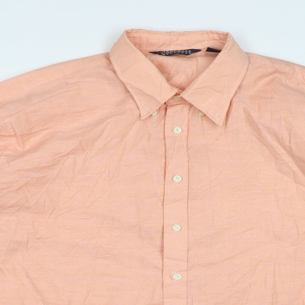 Cardelli Mens Orange  Polyester  Button-Up Size XL Collared Button