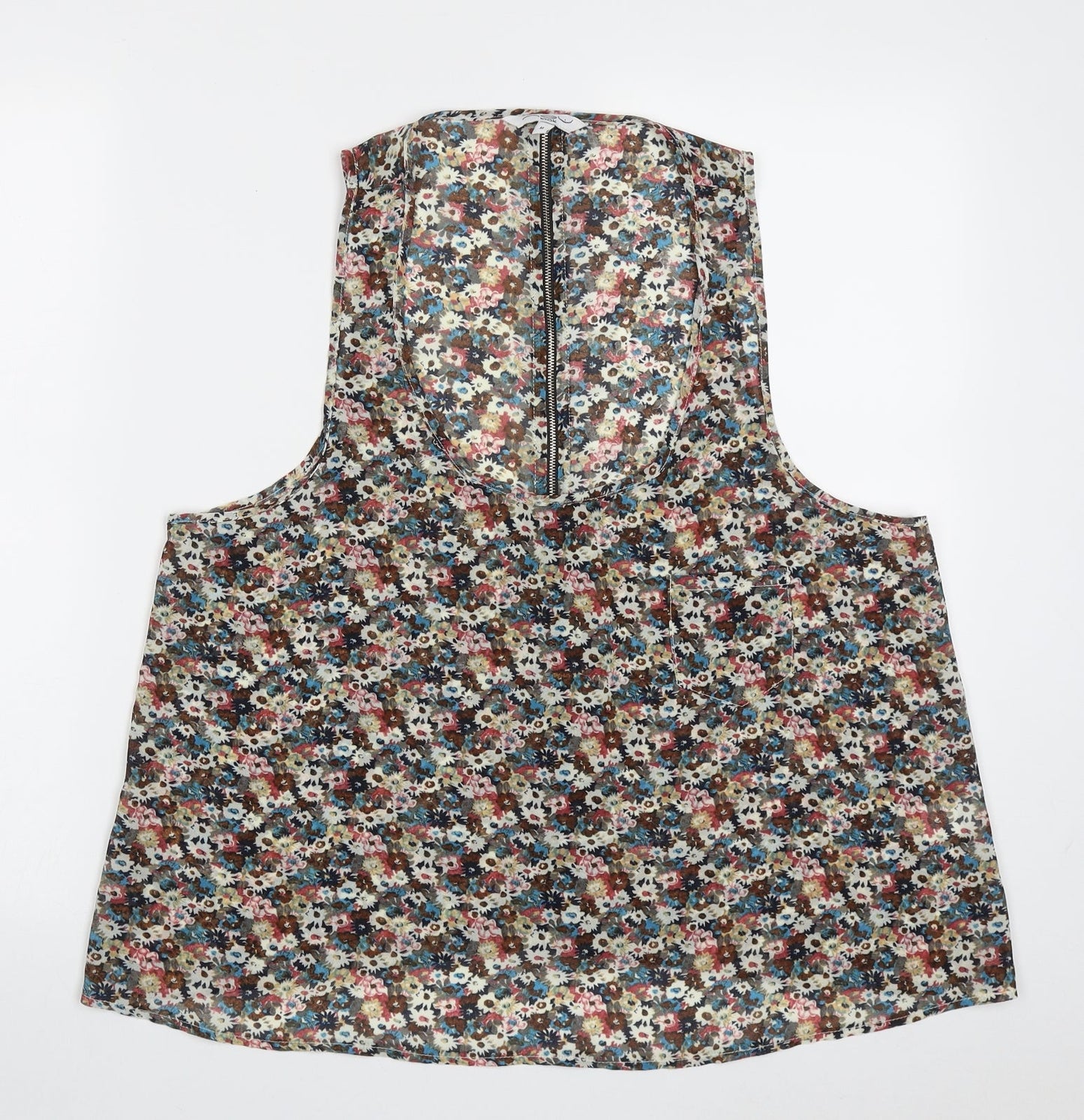 New Look Womens Multicoloured Floral Polyester Basic Tank Size M Scoop Neck