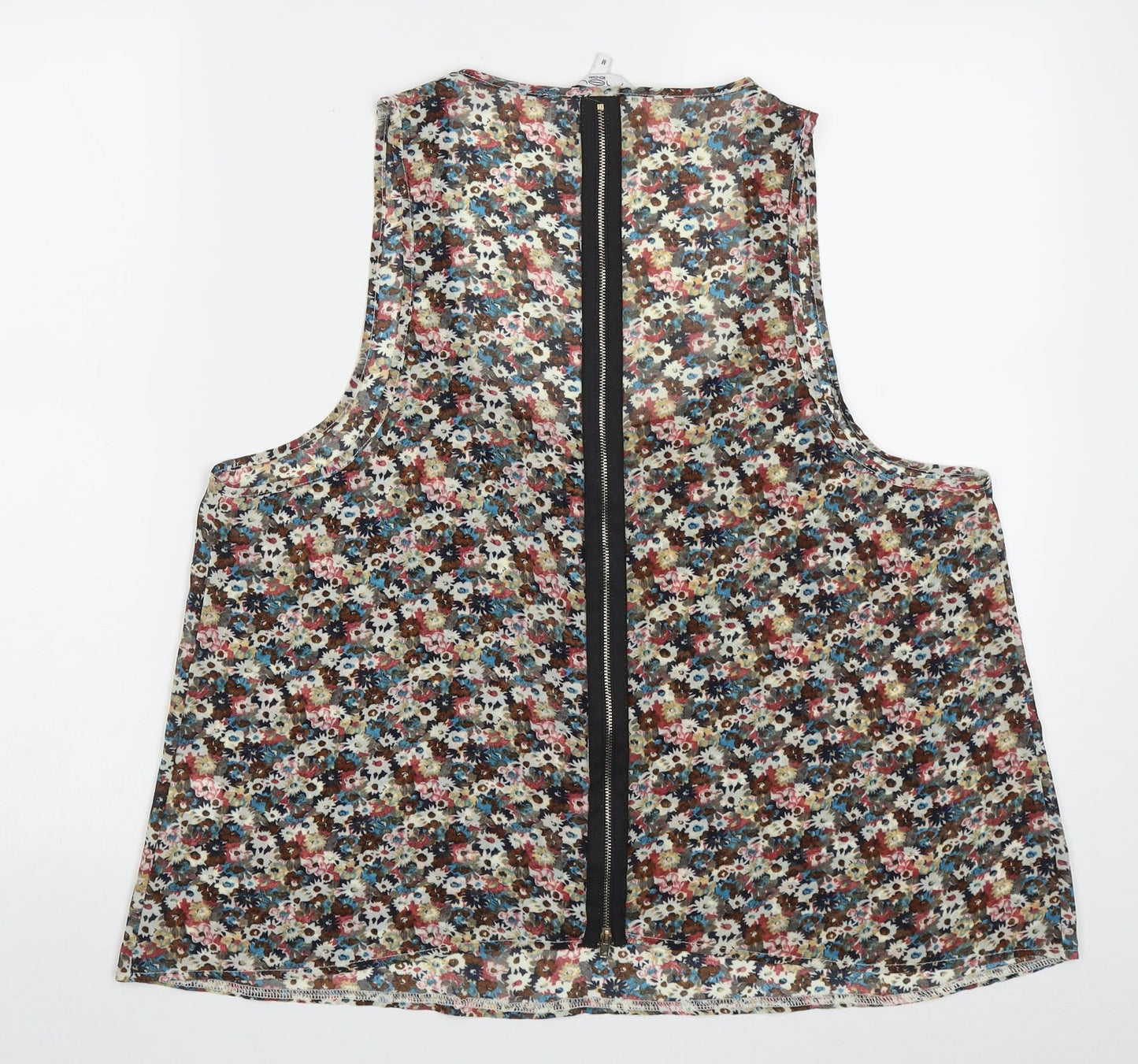 New Look Womens Multicoloured Floral Polyester Basic Tank Size M Scoop Neck