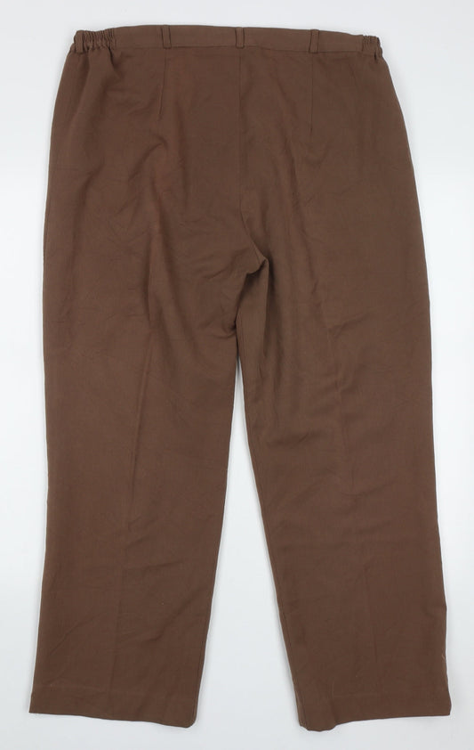 Anne Smith Womens Brown  Polyester Trousers  Size 18 L28 in Regular Button