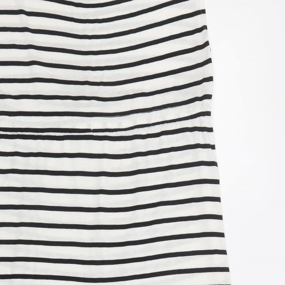 H&M Womens White Striped Viscose A-Line  Size M  Crew Neck Drawstring