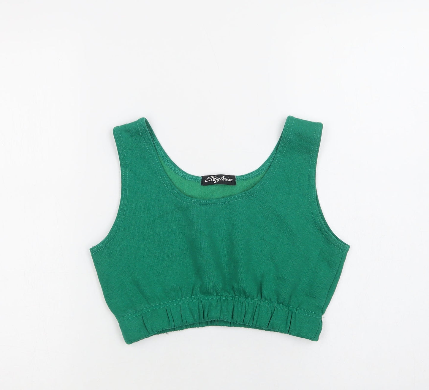 Stylewise Womens Green  Cotton Cropped Tank Size XS Scoop Neck