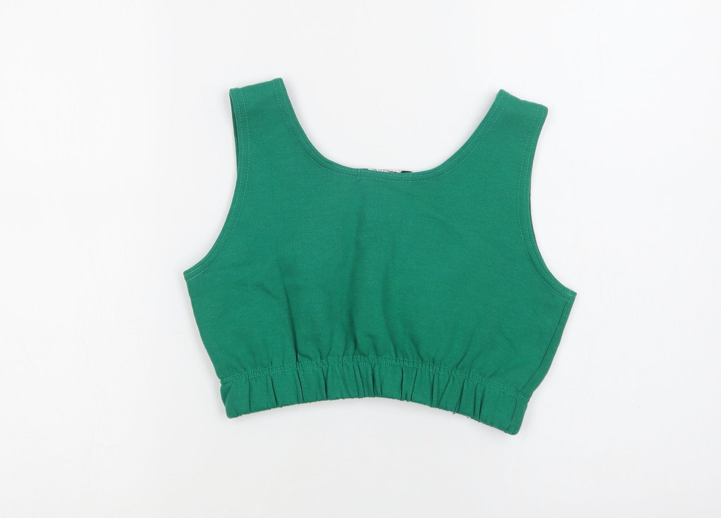 Stylewise Womens Green  Cotton Cropped Tank Size XS Scoop Neck