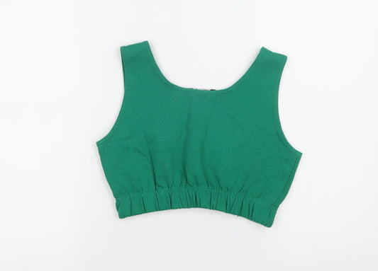 Stylewise Womens Green  Cotton Cropped Tank Size XS Scoop Neck