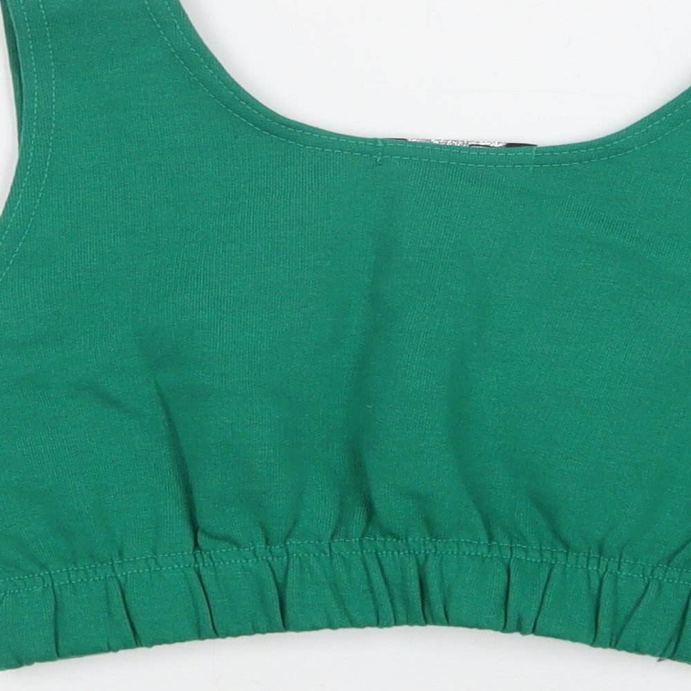 Stylewise Womens Green  Cotton Cropped Tank Size XS Scoop Neck