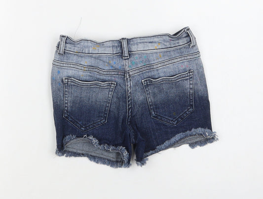 NEXT Girls Blue Polka Dot Cotton Cut-Off Shorts Size 7 Years  Regular Buckle