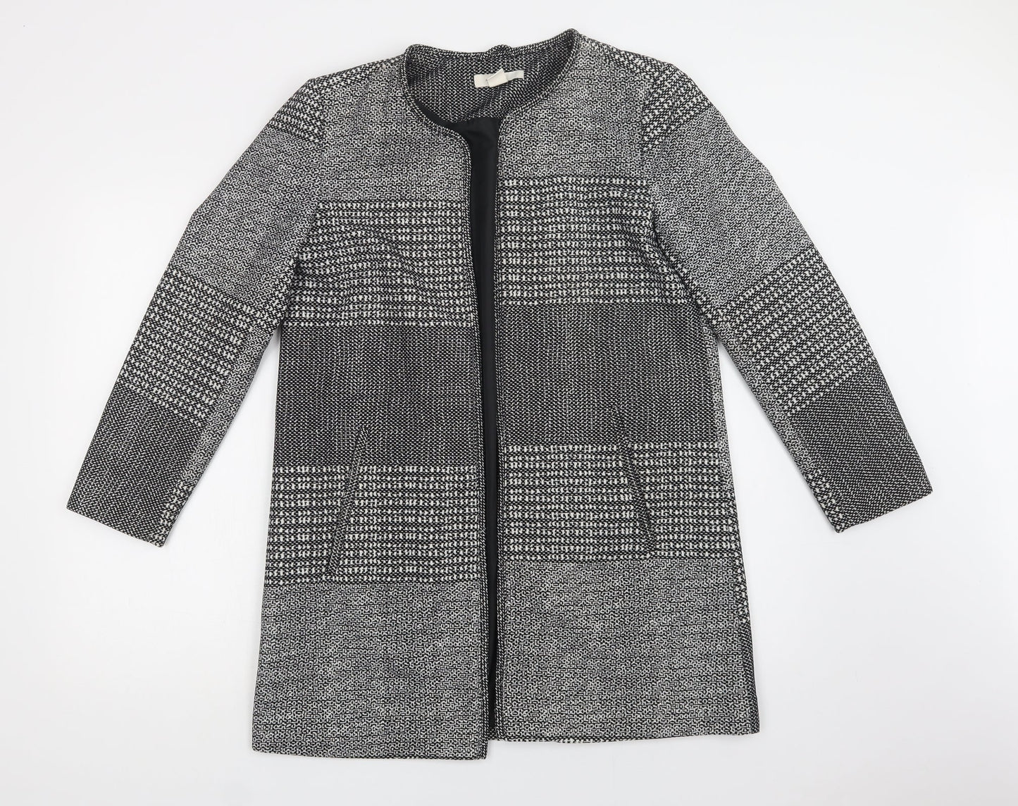 H&M Womens Grey Geometric  Overcoat Coat Size 12