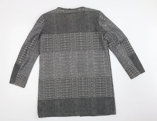 H&M Womens Grey Geometric  Overcoat Coat Size 12