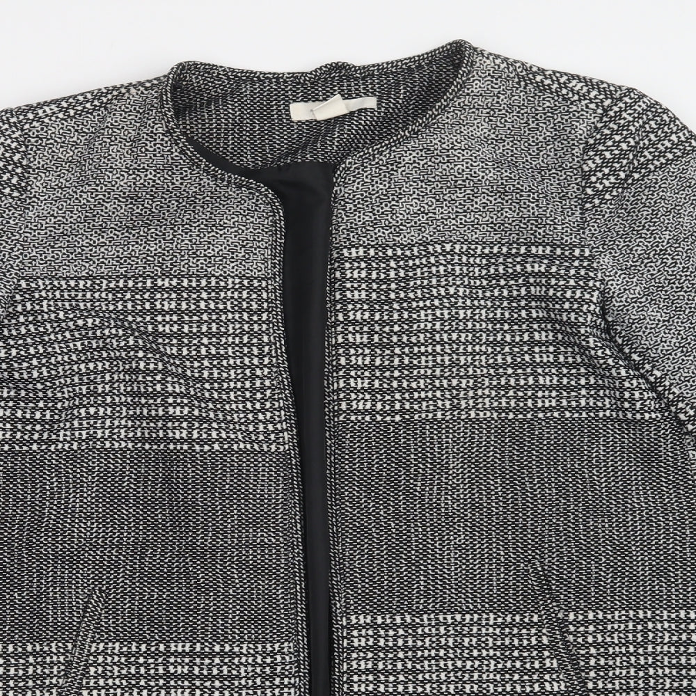 H&M Womens Grey Geometric  Overcoat Coat Size 12