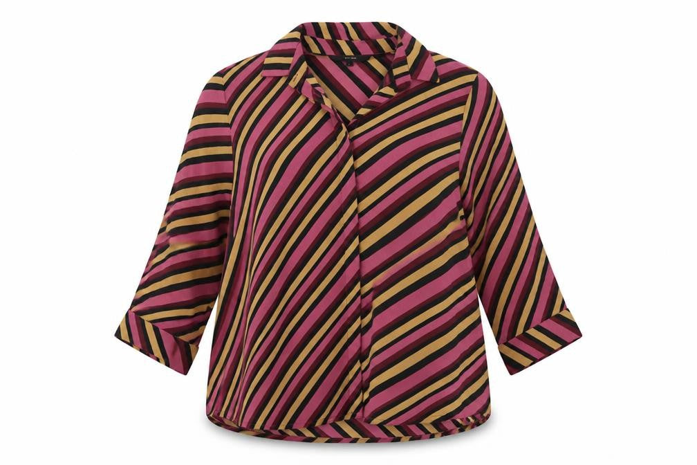 VERO MODA Womens Purple Striped Polyester Basic Blouse Size S Collared