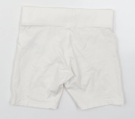 Marks and Spencer Girls White  Cotton Biker Shorts Size 7-8 Years  Regular