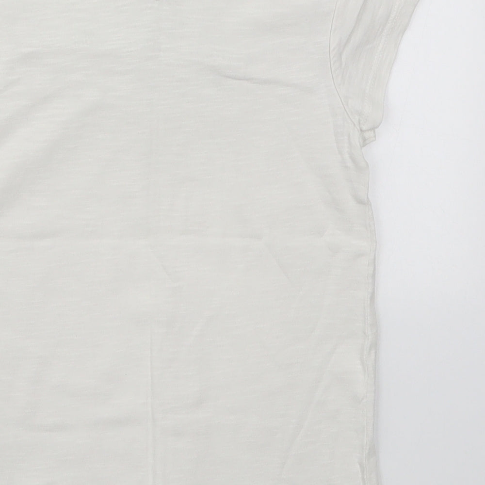 NEXT Girls White  Cotton Basic T-Shirt Size 7 Years Round Neck Pullover