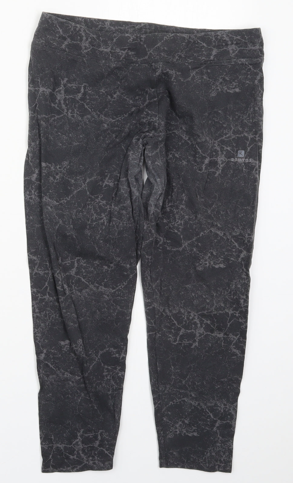 DECATHLON Womens Grey  Cotton Carrot Leggings Size M L21.5 in   - Marble Effect