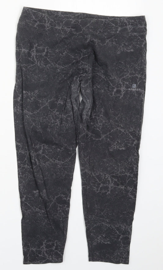 DECATHLON Womens Grey  Cotton Carrot Leggings Size M L21.5 in   - Marble Effect