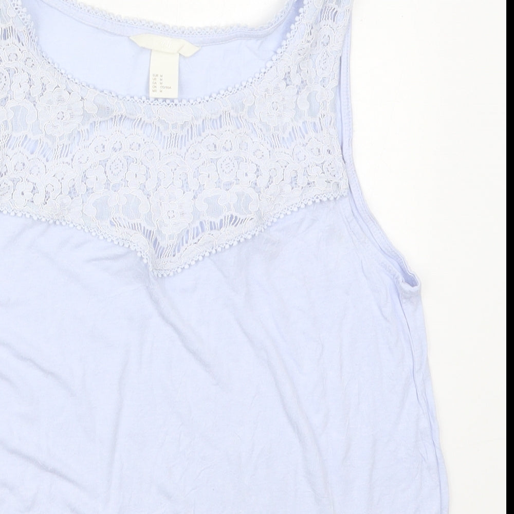 H&M Womens Blue  Viscose Basic Tank Size M Round Neck