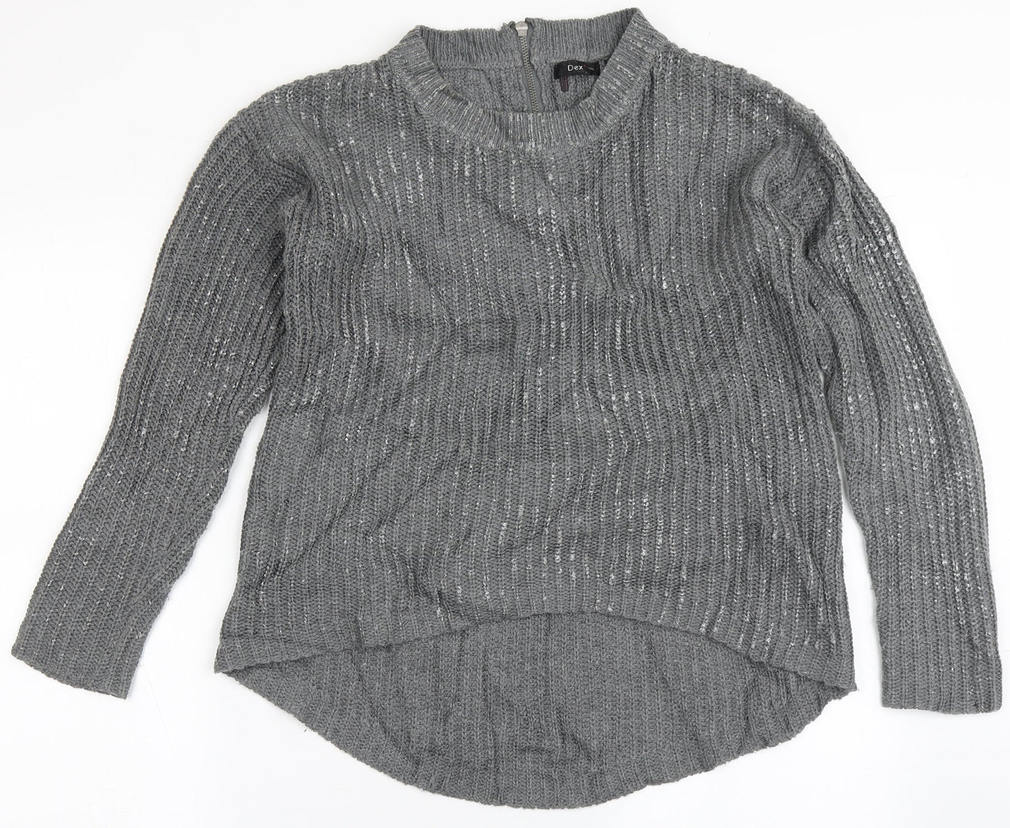 Dex Womens Grey Round Neck  Acrylic Pullover Jumper Size XS