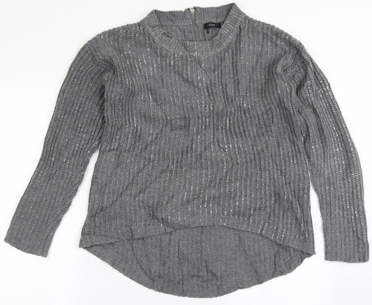 Dex Womens Grey Round Neck  Acrylic Pullover Jumper Size XS