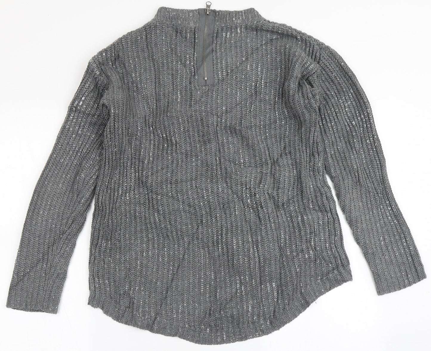 Dex Womens Grey Round Neck  Acrylic Pullover Jumper Size XS