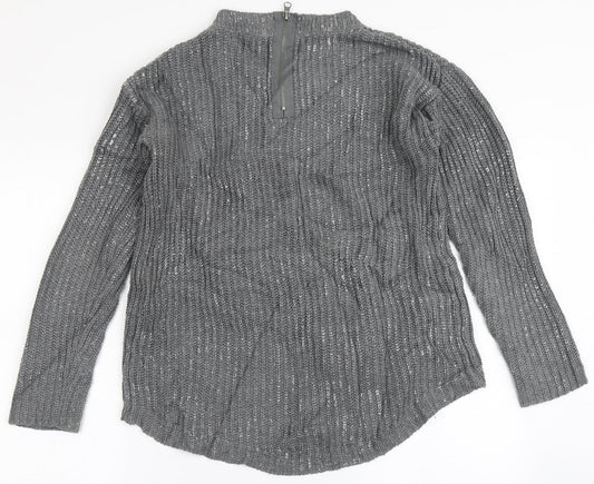 Dex Womens Grey Round Neck  Acrylic Pullover Jumper Size XS