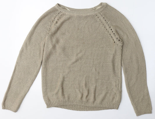 Colours of The World Womens Beige Round Neck  Polyester Pullover Jumper Size M