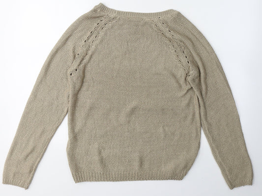 Colours of The World Womens Beige Round Neck  Polyester Pullover Jumper Size M