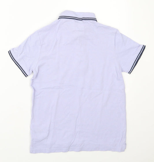 Marks and Spencer Boys Purple  100% Cotton Basic Polo Size 9-10 Years Collared Button