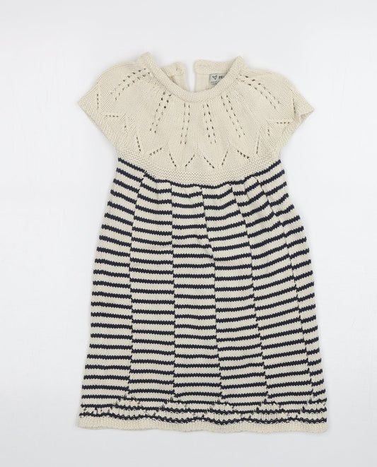 NEXT Womens Multicoloured Striped Cotton Jumper Dress  Size 50  Round Neck Pullover