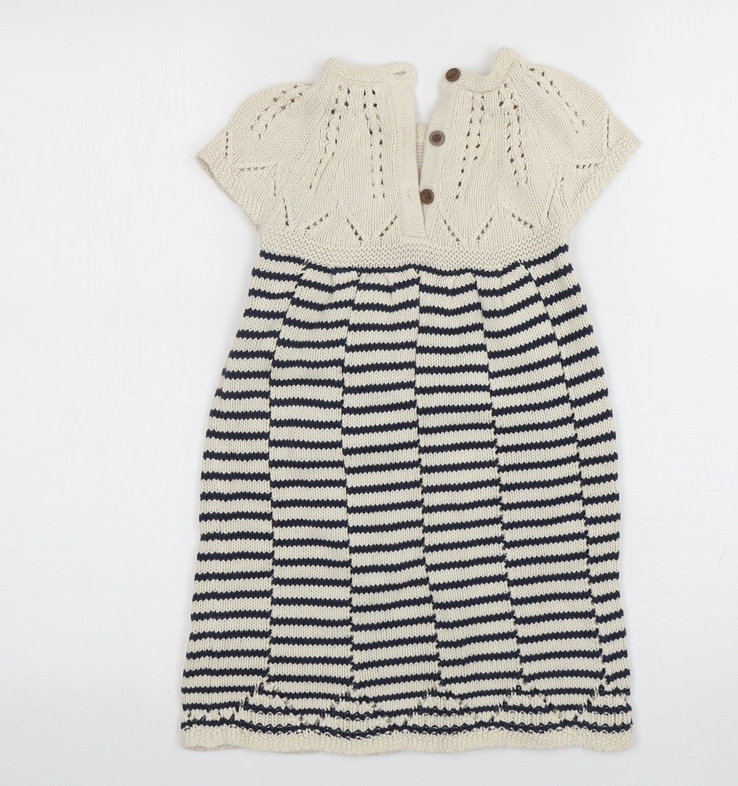 NEXT Womens Multicoloured Striped Cotton Jumper Dress  Size 50  Round Neck Pullover