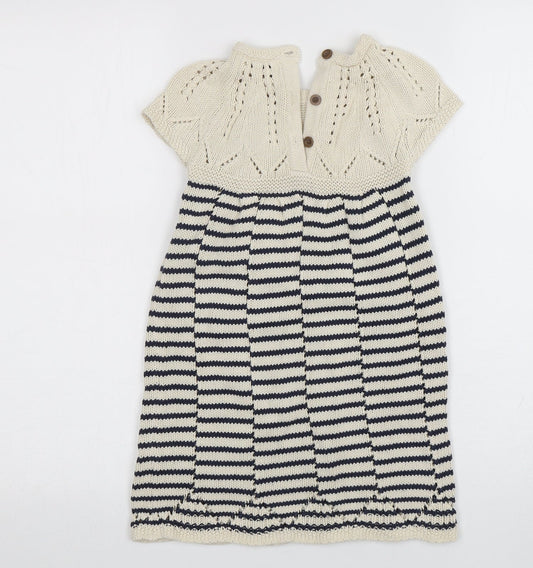 NEXT Womens Multicoloured Striped Cotton Jumper Dress  Size 50  Round Neck Pullover