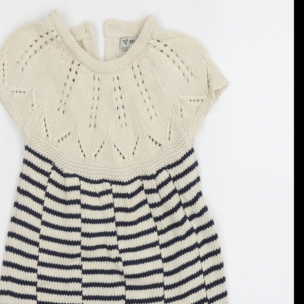NEXT Womens Multicoloured Striped Cotton Jumper Dress  Size 50  Round Neck Pullover
