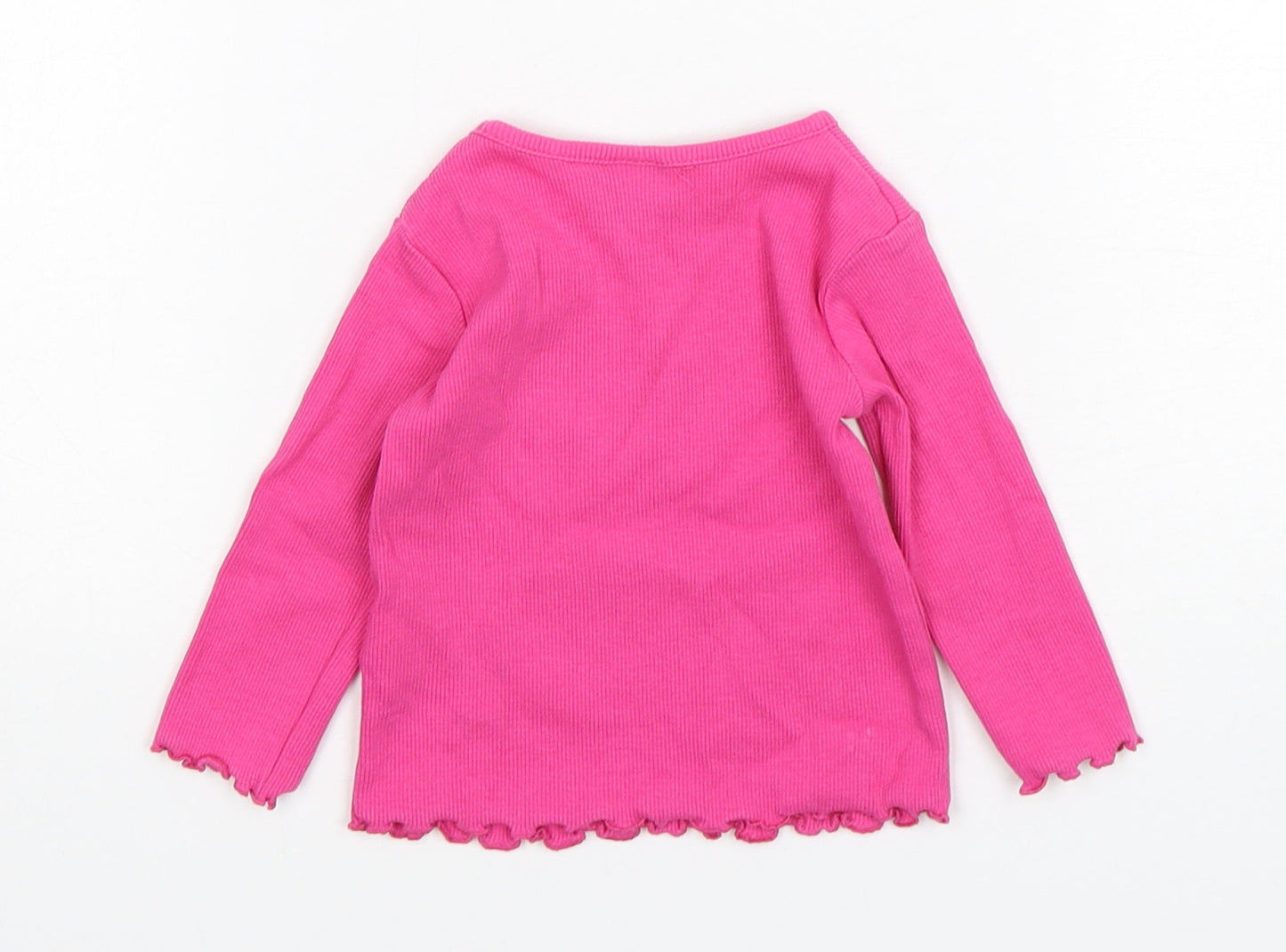 NEXT Girls Pink  Cotton Basic T-Shirt Size 3-6 Months Round Neck Pullover