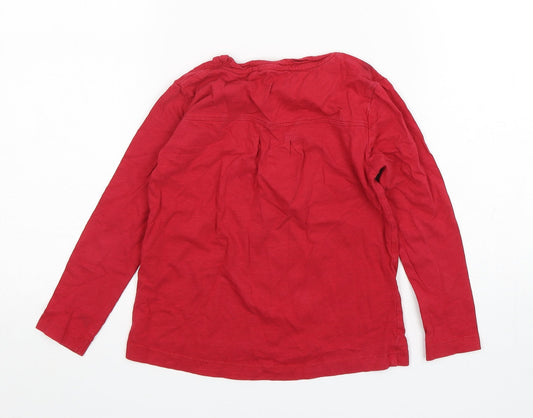 Name It  Girls Red  Cotton Basic T-Shirt Size 6 Years Round Neck Pullover