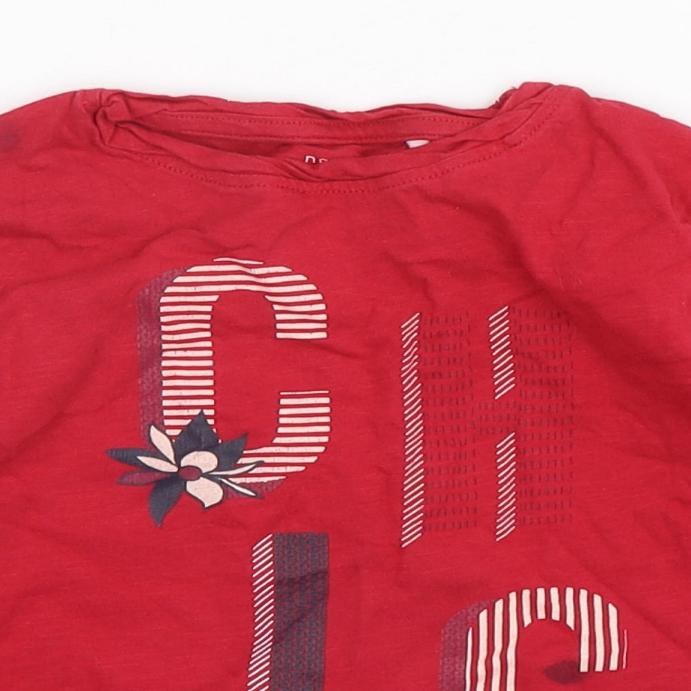 Name It  Girls Red  Cotton Basic T-Shirt Size 6 Years Round Neck Pullover