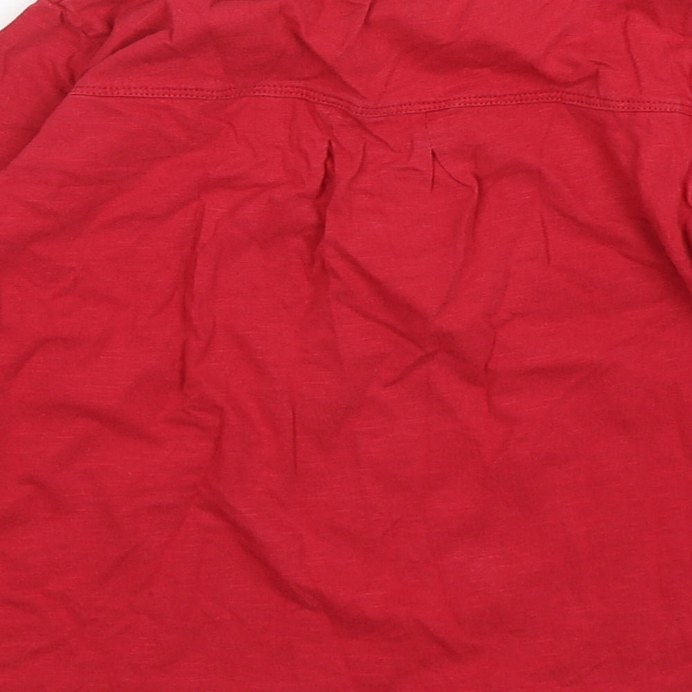 Name It  Girls Red  Cotton Basic T-Shirt Size 6 Years Round Neck Pullover