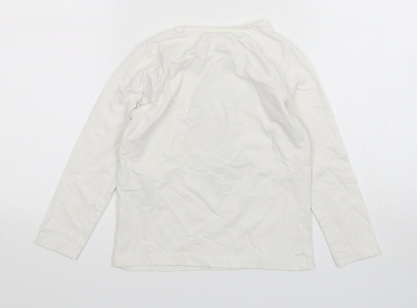 Name It  Girls White  Cotton Basic T-Shirt Size 6 Years Round Neck Pullover