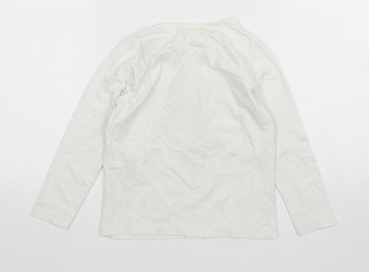 Name It  Girls White  Cotton Basic T-Shirt Size 6 Years Round Neck Pullover