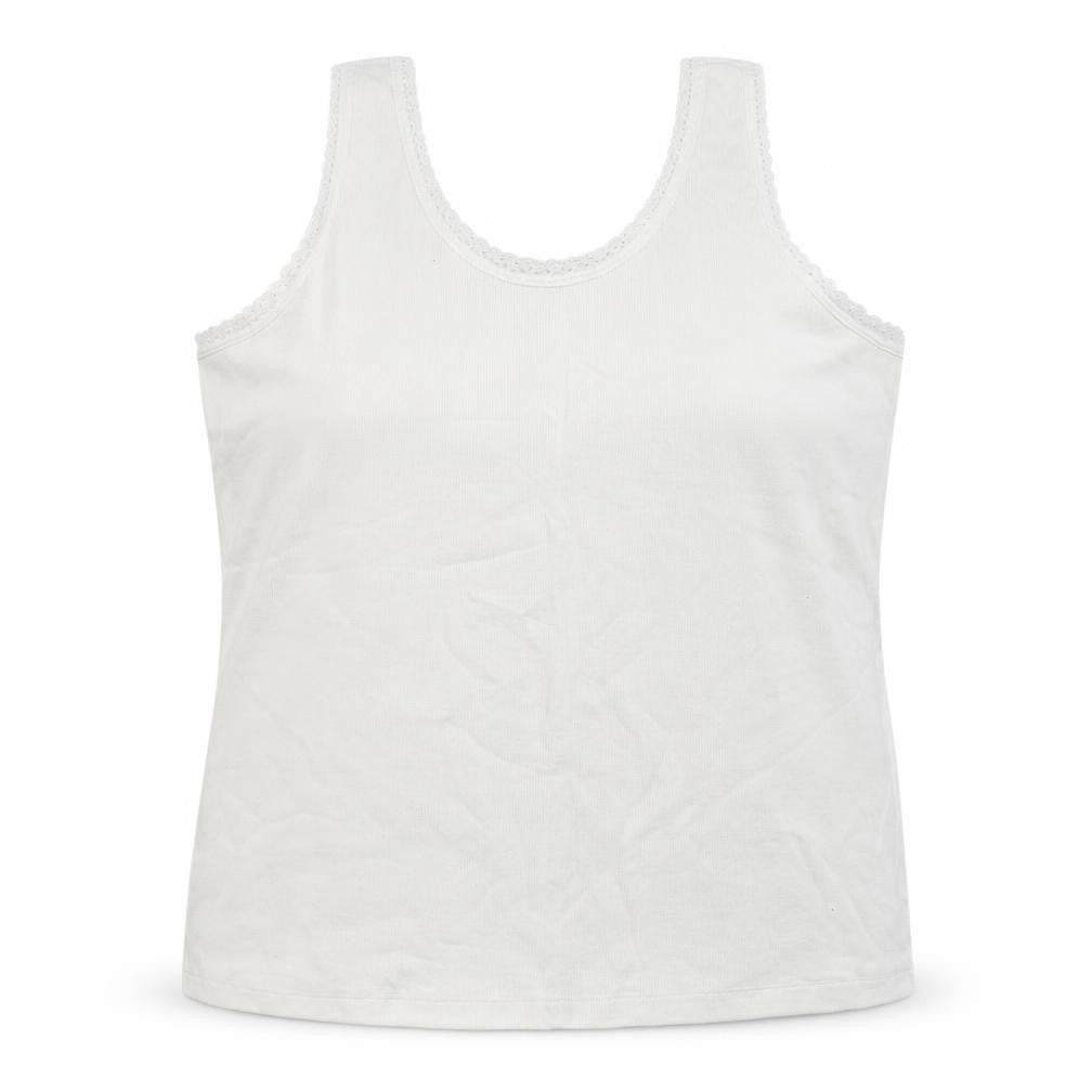 Dunnes Womens White  Cotton Basic Tank Size 2XL Round Neck