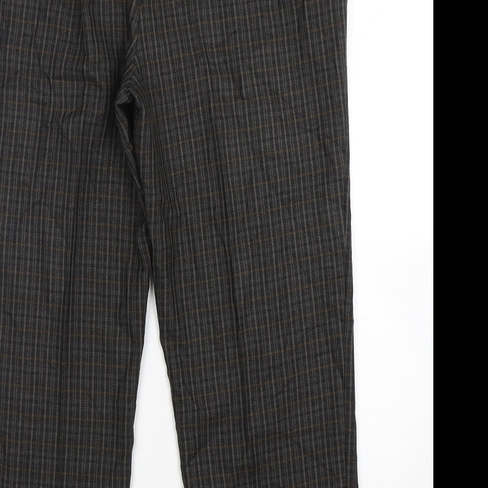 Marks and Spencer Womens Multicoloured Check Polyester Trousers  Size 16 L27 in Regular