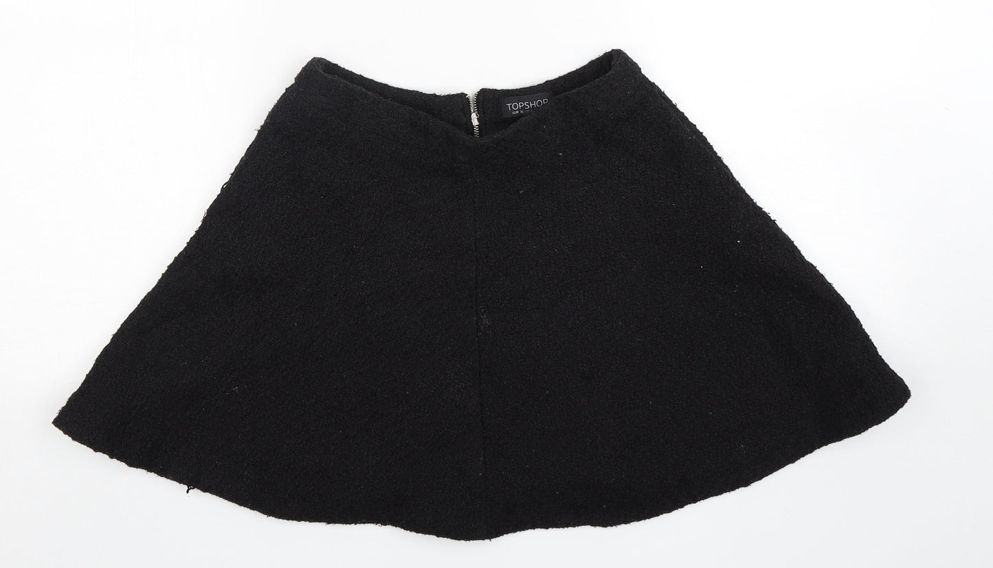 Topshop Womens Black  Polyester Mini Skirt Size 8